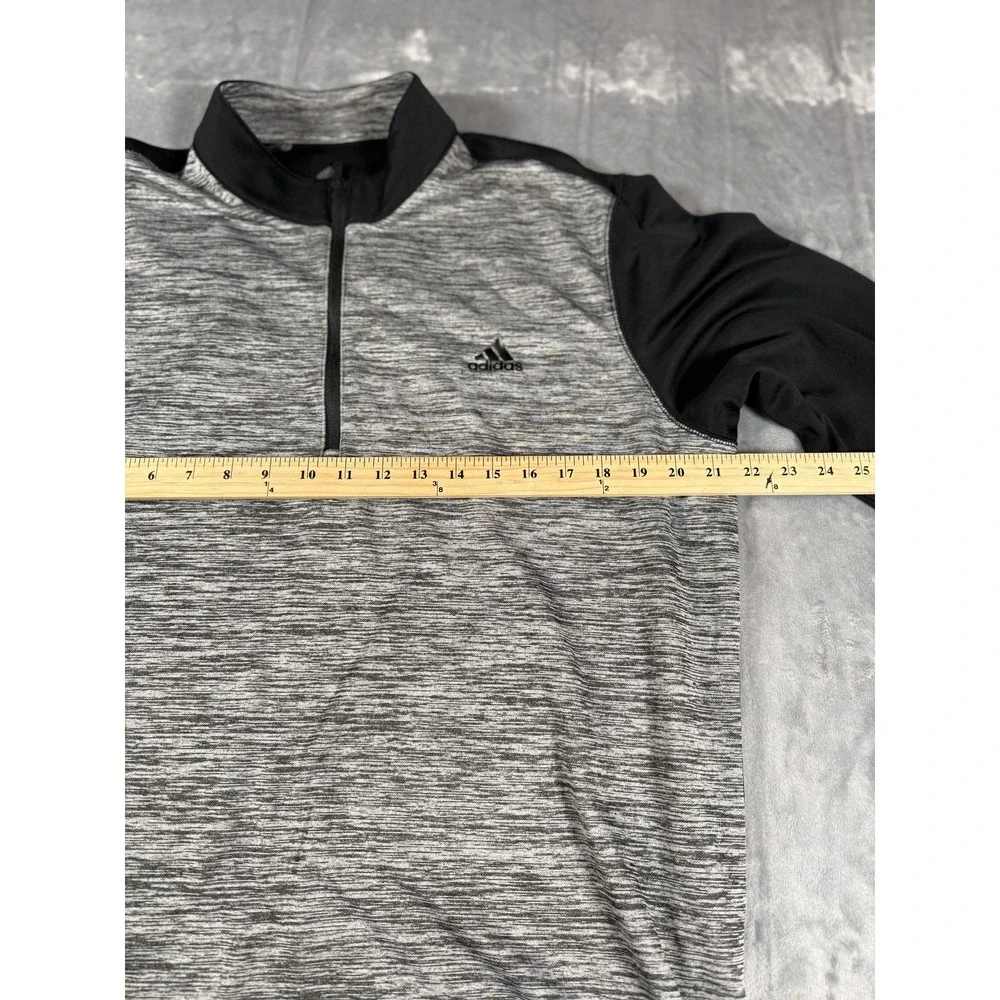 Adidas Men's XL Gray Black Heathered Athletic 1/4 Zip Pullover Activewear Top